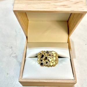 Brand New 10K Real Gold Square Nugget Ring